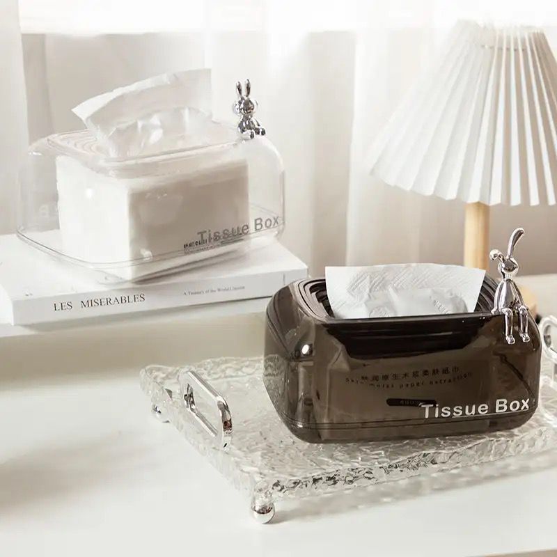 Bunny Sit Tissue Box, Transparent Luxury Tissue Case, Rectangular Self Scarf Box, Sink Off Tissue Paper Organizer Bunny Sit Tissue Box, Transparent Luxury Tissue Case, Rectangular Self Scarf Box, Sink Off Tissue Paper Organizer
